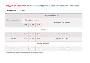 Процентная ставка фиксируется на период от 7 до 15 лет по