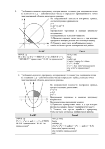 Требовалось написать программу, которая вводит с клавиатуры координаты точки 1.