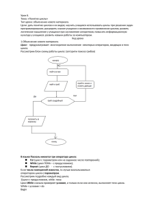 Урок 6. Тема: «Понятие циклы» Тип урока: объяснение нового материала.