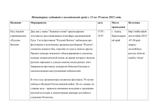 Мониторинг событий в молодежной среде с 13 по 19 июля 2015 г.