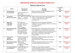 ПОБЕДИТЕЛИ  КОНКУРСА МОЛОДЫХ УЧЕНЫХ  2014 г.