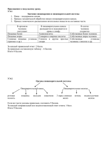 Приложение к модульному уроку. УЭ-1 Значение пищеварения и пищеварительной системы