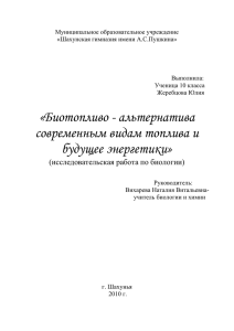 Биотопливо - альтернатива современным видам топлива