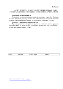 Расчет бюджета проекта внедрения и первого года эксплуатации