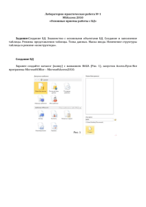 Лабораторно-практическая работа № 1 MSAccess 2010 «Основные приемы работы с БД»