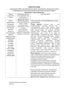 ИНФОРМАЦИЯ о мероприятиях, посвященных Дню русского