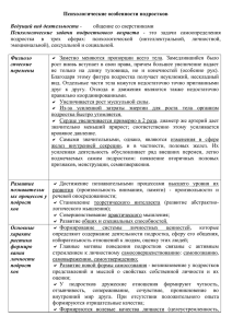 Психологические особенности подростков