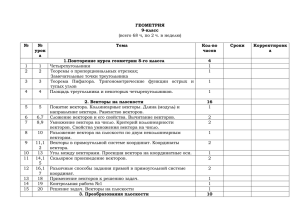 ГЕОМЕТРИЯ 9-класс (всего 68 ч, по 2 ч. в неделю) № № урока