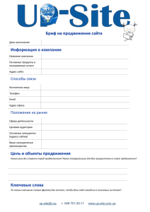 Бриф на продвижение сайта Информация о компании Способы связи
