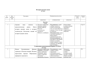 КТП по истории Средних веков 6 класс