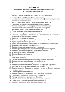 Вопросы для зачета по курсу «Теория государства и права