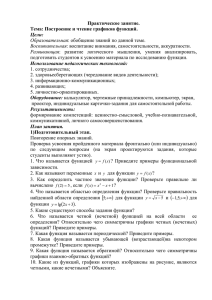 Практическое занятие. Тема: Построение и чтение графиков функций. Цели: Использование педагогических технологий: