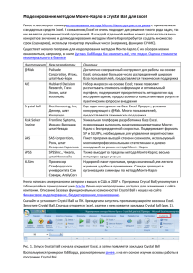 Моделирование методом Монте-Карло в Crystal Ball для Excel