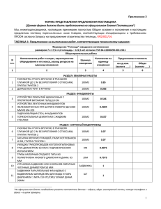 Приложение 2 ФОРМА ПРЕДСТАВЛЕНИЯ ПРЕДЛОЖЕНИЯ ПОСТАВЩИКА )