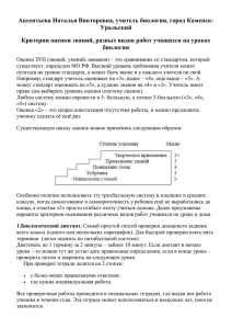 Критерии оценки знаний, разных видов работ