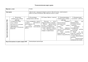 Технологическая карта урока Предмет, класс