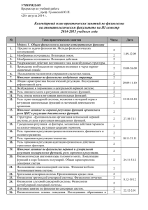 Календарный план практических занятий по физиологии на