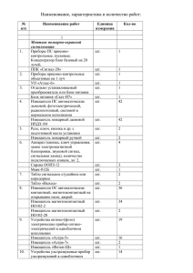 Наименование, характеристика и количество работ