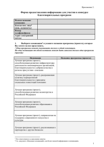 Форма предоставления информации для участия в конкурсе благотворительных программ