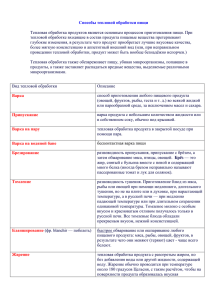 Способы тепловой обработки пищи