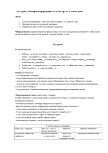 Тема урока: Повторение орфографии. Н и НН в разных частях речи Цели: 1.  Систематизировать теоретический материал по данной теме.