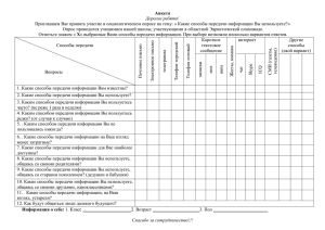 Анкета Дорогие ребята!