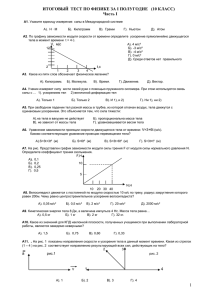 ИТОГОВЫЙ  ТЕСТ ПО ФИЗИКЕ ЗА I ПОЛУГОДИЕ  ... Часть I