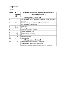 Кодификатор, демонстрационный вариант биология 8 класс