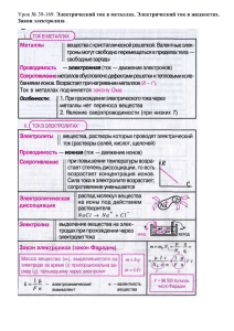 Электрический ток в металлах. Электрический ток в жидкостях. Закон электролиза