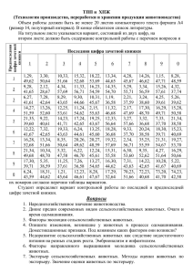 Задание для контрольной работы по ТПП и ХПЖ 12МЗ