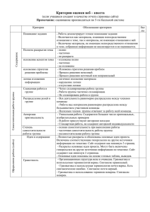 Критерии оценки веб – квеста (если учащиеся создают в