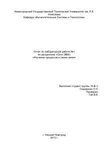Нижегородский Государственный Технический Университет им. Р.Е. Алексеева Кафедра «Вычислительные Системы и Технологии»