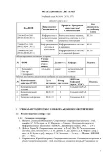 ОПЕРАЦИОННЫЕ СИСТЕМЫ Код Профиль/ Программа Направление/