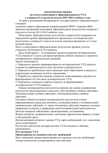 Аналитическая справка по итогам мониторинга