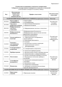 Направления подготовки бакалавров и специальности