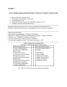 ЛЕКЦИЯ 1  КЛАССИФИКАЦИЯ КОМПЬЮТЕРНЫХ СЕТЕЙ И СЕТЕВЫХ ТЕХНОЛОГИЙ