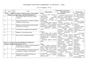 Календарно-тематическое планирование по технологии 1 класс