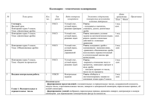 Календарно – тематическое планирование № Тема урока. Кол