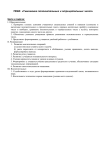 ТЕМА: «Умножение положительных и отрицательных чисел»