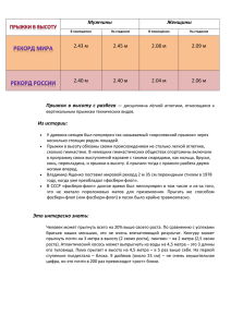 Мужчины Женщины Прыжок  в  высоту с  разбега Из истории: