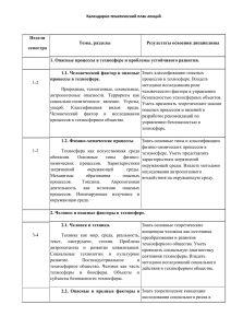 Недели Се семестра Темы, разделы Результаты освоения