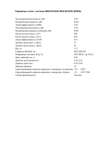 Параметры сплит- системы MSZ-EF25VE/ MUZ