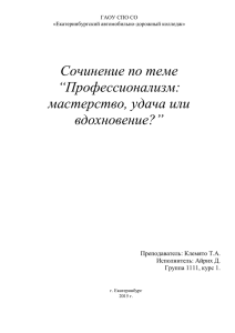 Сочинение по теме “Профессионализм: мастерство, удача или