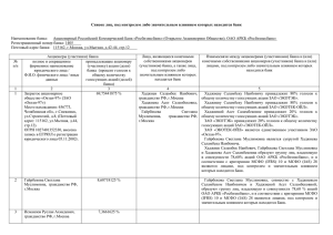 Список лиц, под контролем либо значительным влиянием которых находится банк