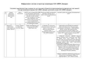 Информация о структуре и составе акционеров ЗАО