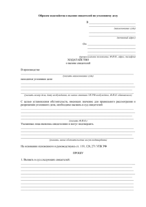 Образец ходатайства о вызове свидетелей по уголовному делу В