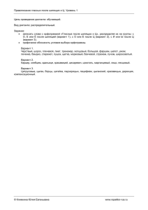 Правописание гласных после шипящих и Ц. Уровень 1  Вид диктанта: распределительный.