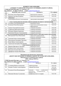 Список телефонов комитета образования