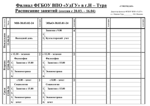 Филиал ФГБОУ ВПО «УдГУ» в г.Н – Тура Расписание занятий