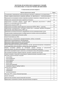 ПЕРЕЧЕНЬ ПРАКТИЧЕСКИХ НАВЫКОВ И УМЕНИЙ,